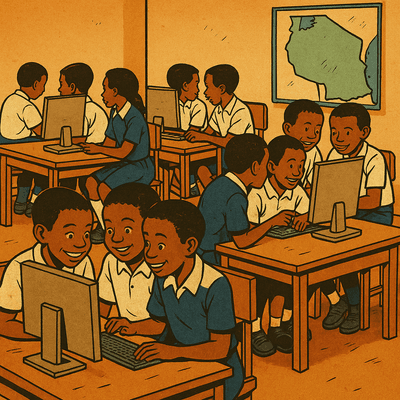 Mvulana anashika kompyuta kibao